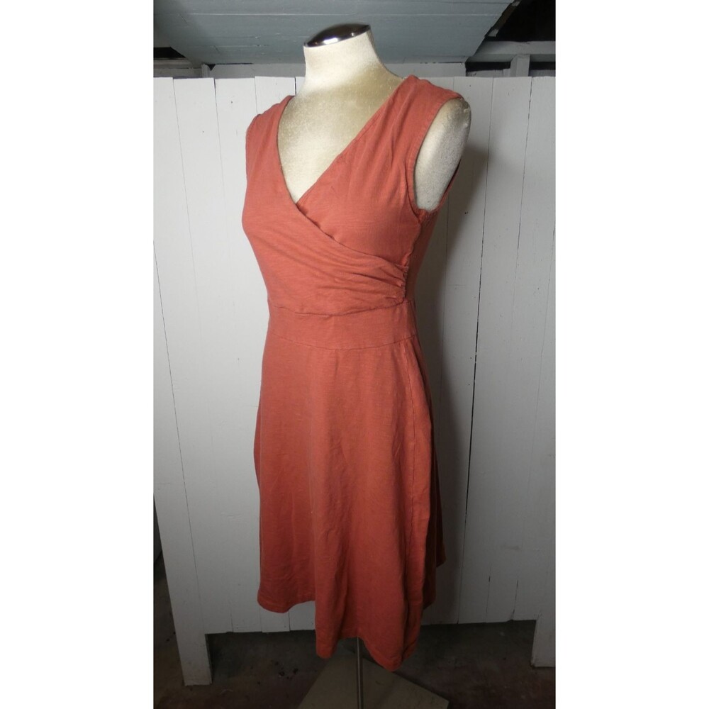 Patagonia Women's M Rust Orange Organic Cotton Dress Faux Wrap Sleeveless - Picture 3 of 9